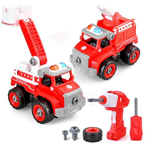 BeebeeRun Coche de Juguete para Niños, Camión de Bomberos Teledirigido, Juguete Desmontable...