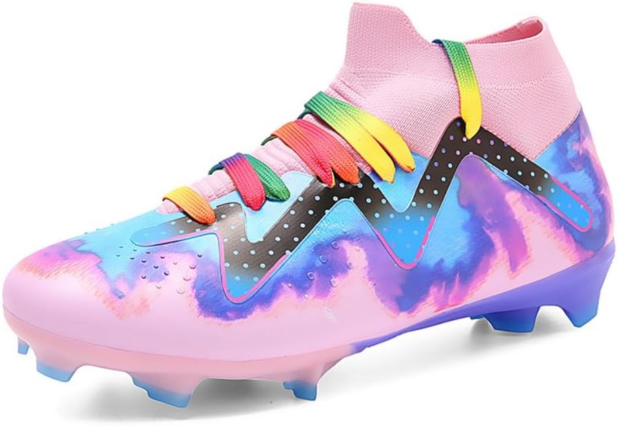 Big Kids Soccer Shoes Unisex Academy Indoor Outdoor Football Turf Durable Rubber Shoes TPU Outsole for Adult Ankle Cleats