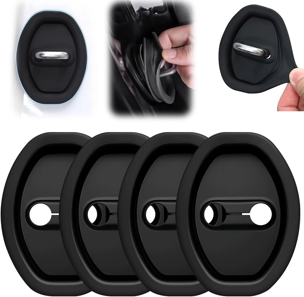 Image of Automaze Car Door Noise Reducer Rubber Silicone Pads, Car Door Latch Protectors, Set of 4 Pc, Black