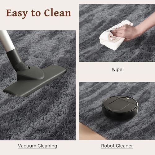 Tapete grande shag 5x7 ft para sala y dormitorio gris miniatura 7