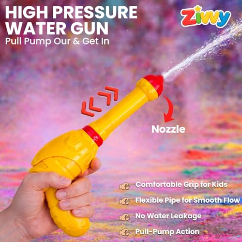 Image of Yellow Holi Pichkari Water Gun Toy for Kids| Holi | Water Gun| Pichkari for kids | 3-Liter Water Tank | Long-Range Water Spray Pistol | Best Gift for Boys & Girls