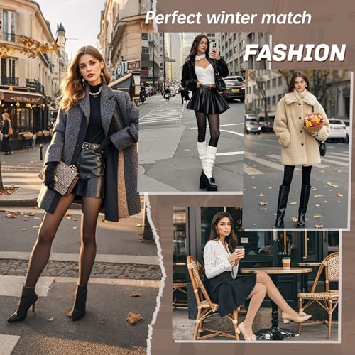 HONGTEYA Fleece Lined Tights Women Winter Thermal Leggings Pantyhose Fake Translucent Thick Warm Sheer Tights3