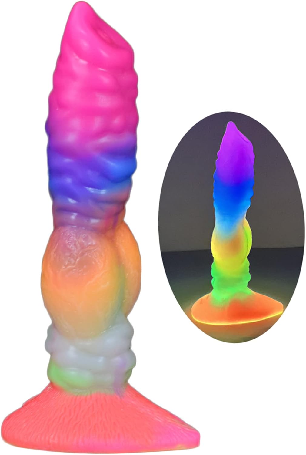 8 Inch Luminous Dog Dildo Silicone Simulation Animal Dog Penis with Suction Cups Adult Sex Toys Full Body can be Luminous Male and Female Fun Anal Plug