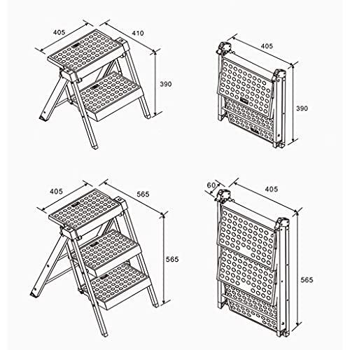 Escabeau en bois multifonctionnel avec structure en fer pliable - 6