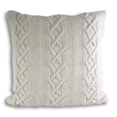 Coussin Garni de Plumes Paoletti Aran Tricot Torsadé Lit Canapé
