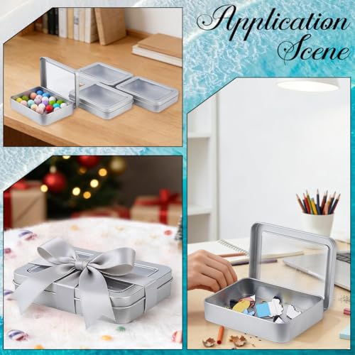 Boîtes rectangulaires en métal avec couvercle transparent CREATCABIN pour rangement - 6