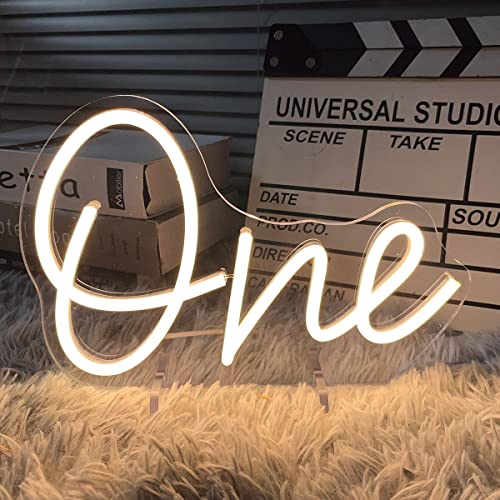 Image of One Year Old Birthday Table Number Neon Sign Desk Lamp Night Light Wedding Letter LED Neon Sign Wedding Table Decorations Neon Light Bedroom Home Room Decor Christmas Party Warm White USB 28.8x19.6CM