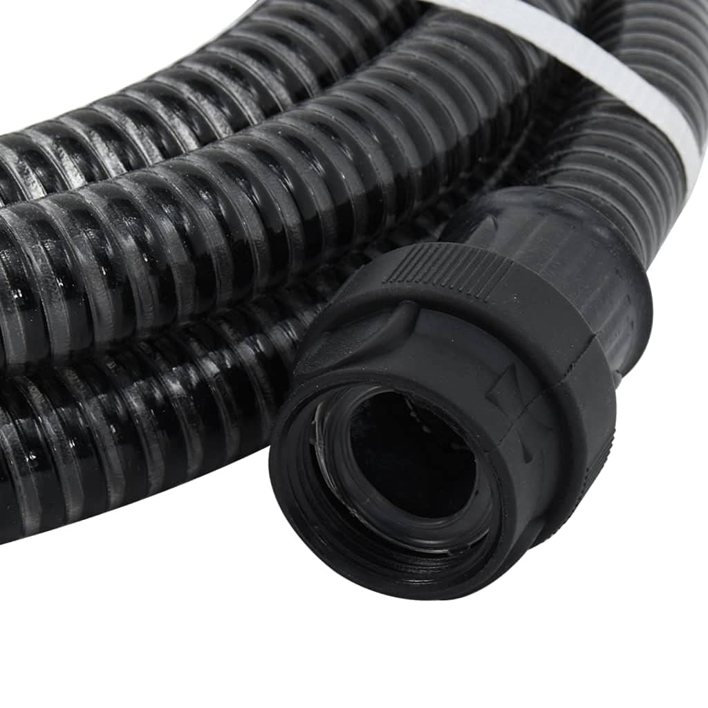 Manguera de aspiración con conectores de PVC negro 1" 7 m PVC para riego de jardín y agricultura