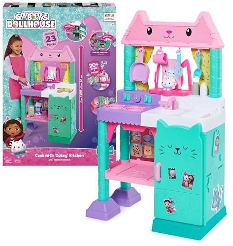 Gabby‘s Dollhouse, Cakey’s Lifesize Kitchen, Rollenspiel Küche mit Geräuscheffekten, Spielküchenzubehör und Spielzeuglebensmittel, geeignet für Kinder ab 3 Jahren