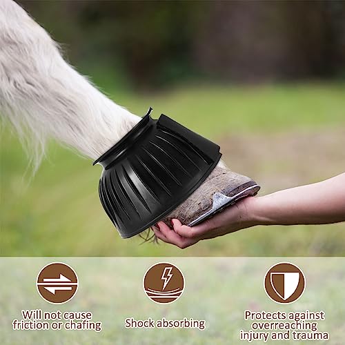 Image of Abbylike Bell Boots for Horses 1 Pair /2 Pair Available, Protect Against Hoof Impact Trauma, Rubber Bell Boots Horse Care for Turnout, No Rub Design Wrap Hook and Loop