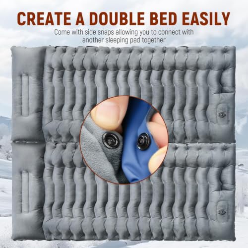 Image of FUN PAC Camping Sleeping Pad, 9.2R-Value Ultralight Camping Mat with Pillow Built-in Foot Pump Inflatable Sleeping Pads Compact for Camping Backpacking Hiking Traveling-Lined Version Grey