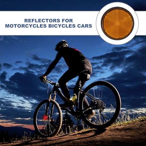 Image of PATIKIL Round Rear Reflectors, 10 Pcs Safety Reflective Warning Reflector Plastic Universal Motorcycle Reflector with M6 Screw Mount for Car Motorcycle Trailer Bike Bicycles Dirt, Yellow