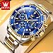 OLEVS Blue Watches for Men Watch Mens Gold and Silver Stainless Steel Watches for Men Big Face Luxury Watch Quartz Reloj para Hombre