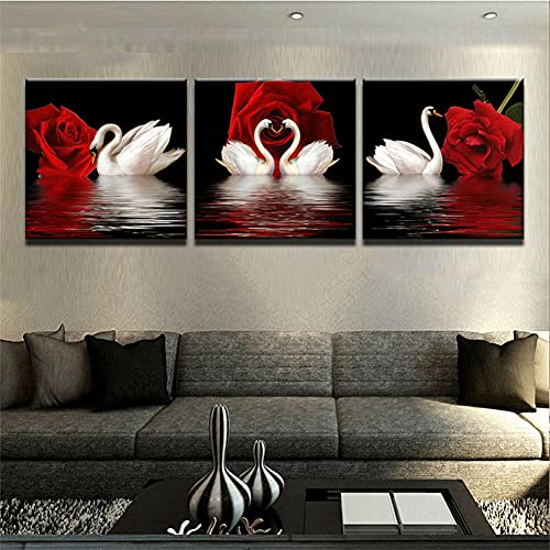 Diamond Painting,3 Pack Diamond Painting Cygne Blanc Rose Cover