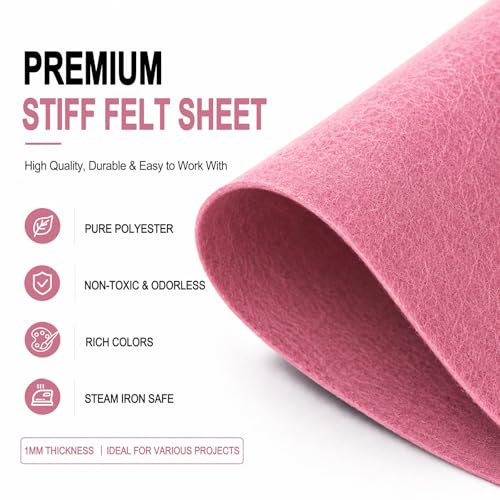 Image of Dusty Pink Large Felt Fabric 36 inch x 36 inch (1 Square Yard), 1mm Stiff Felt Sheet, Nonwoven Fabric for Crafts, DIY Projects, Art, Sewing, Lining & Decorations