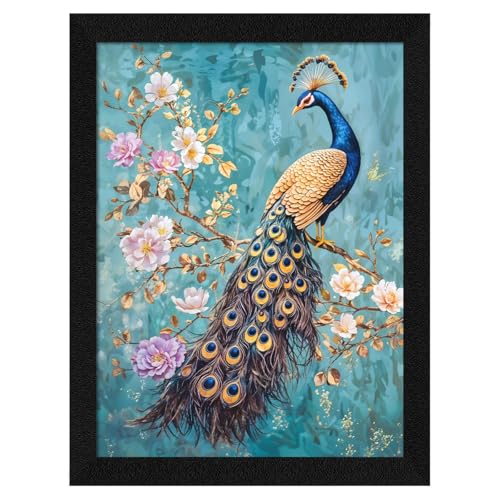 Image of ArtX Paper Peacock Painting For Wall Vastu, Peacock Wall Decor, Bedroom, Multicolor, Abstract, 13.0 X 10.0 Inch, Set of 1