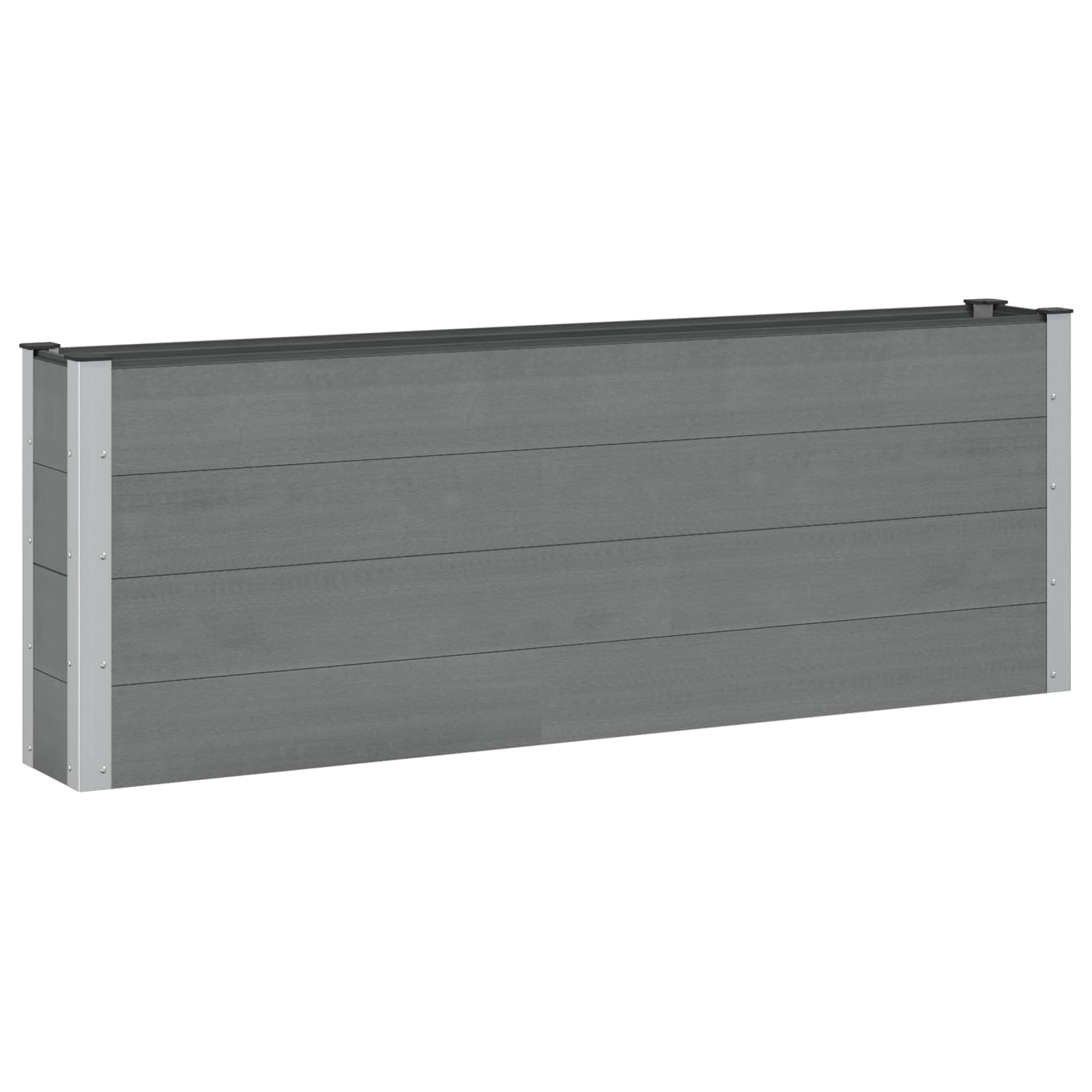 Hothingwell Donica podwyższona szara 200x30x72 cm WPC Aluminium | Otwarte dno, skuteczny drenaż, powłoka antykorozyjna, łatwa konserwacja, idealny ogród na zewnątrz