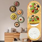 Tandefio 6 Pcs Metal Wall Decor Metal Flowers over Round Base Colorful Hanging Artwork Art Decorations 3D Plate Home Wall Decor for Bedroom Living Room Office - Image 4