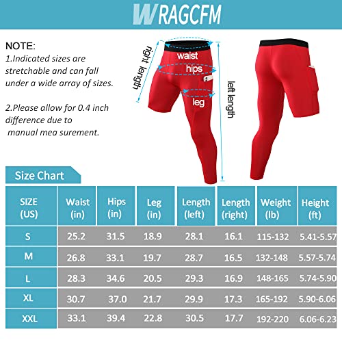 Men's Compression Tights Basketball,One Leg Compression Pants For Mens With Pocket Running Atheltic Leggings Active Base Layer Underwear (Red,Xl) #TOP4