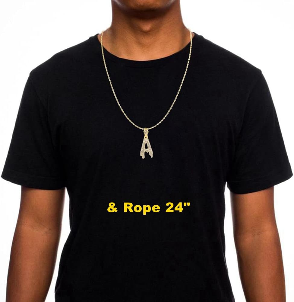 Gold Silver Initial Letter Necklaces for Men/Women, Dripping Initial Letter Pendant Necklaces A-Z, Mens Necklace Initial Letter chains - Image 7