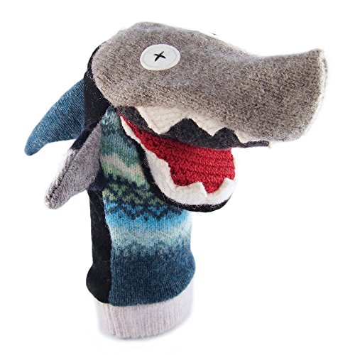 Cate and Levi - Baby Shark Boy Gift - Hand Puppet - Premium Reclaimed Wool - Handmade in Canada - Machine Washable (Shark)