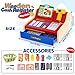 maysida Rechargeable Wooden Cash Register for Kids, Pretend Play Calculator Cash Register Toys with Scanner, Play Money&Credit Card, Play Cash Register, Toddler Boys Girls Age 2-4 4-8