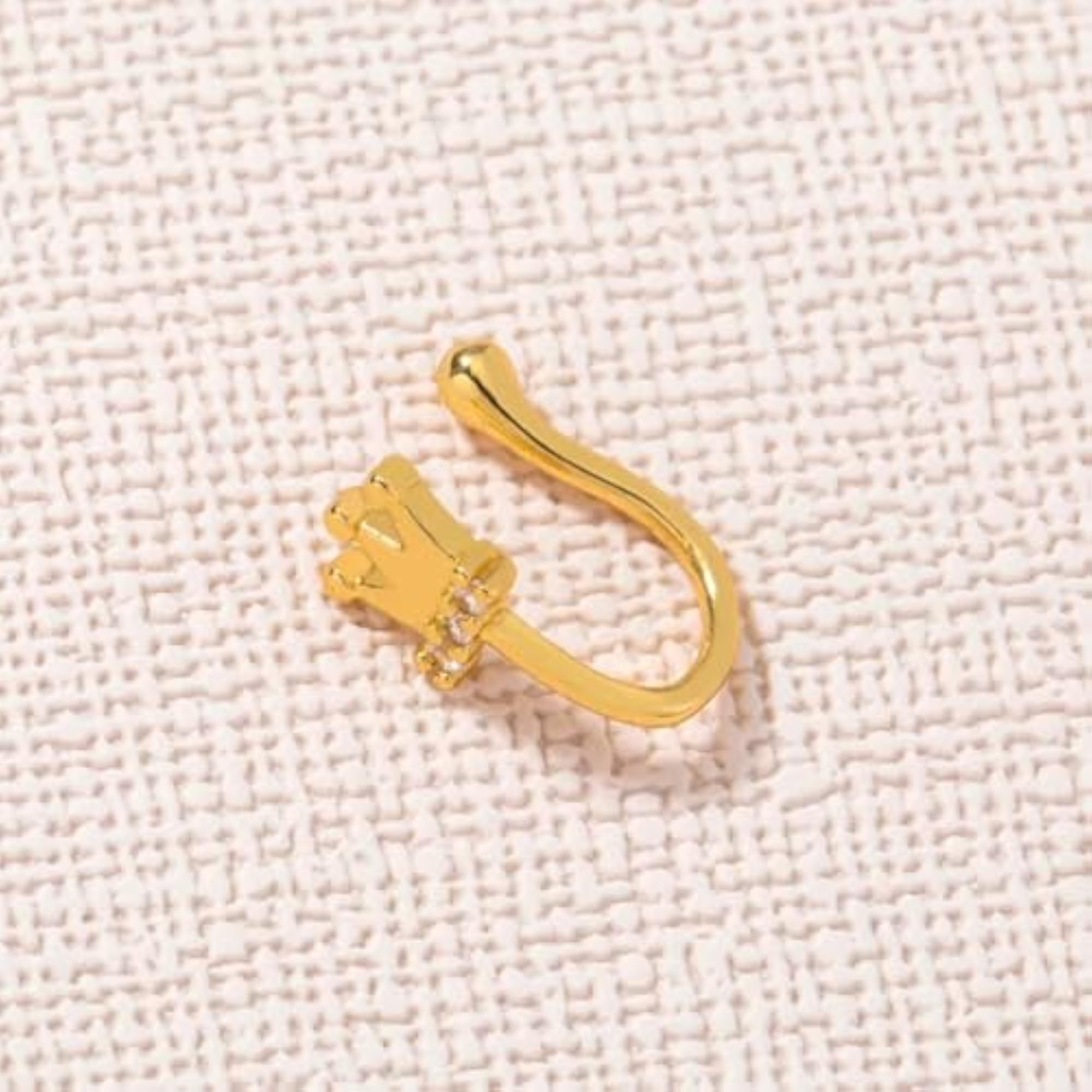 Gold Crown Nose Clip with Micro-Inlaid Zircon Stones