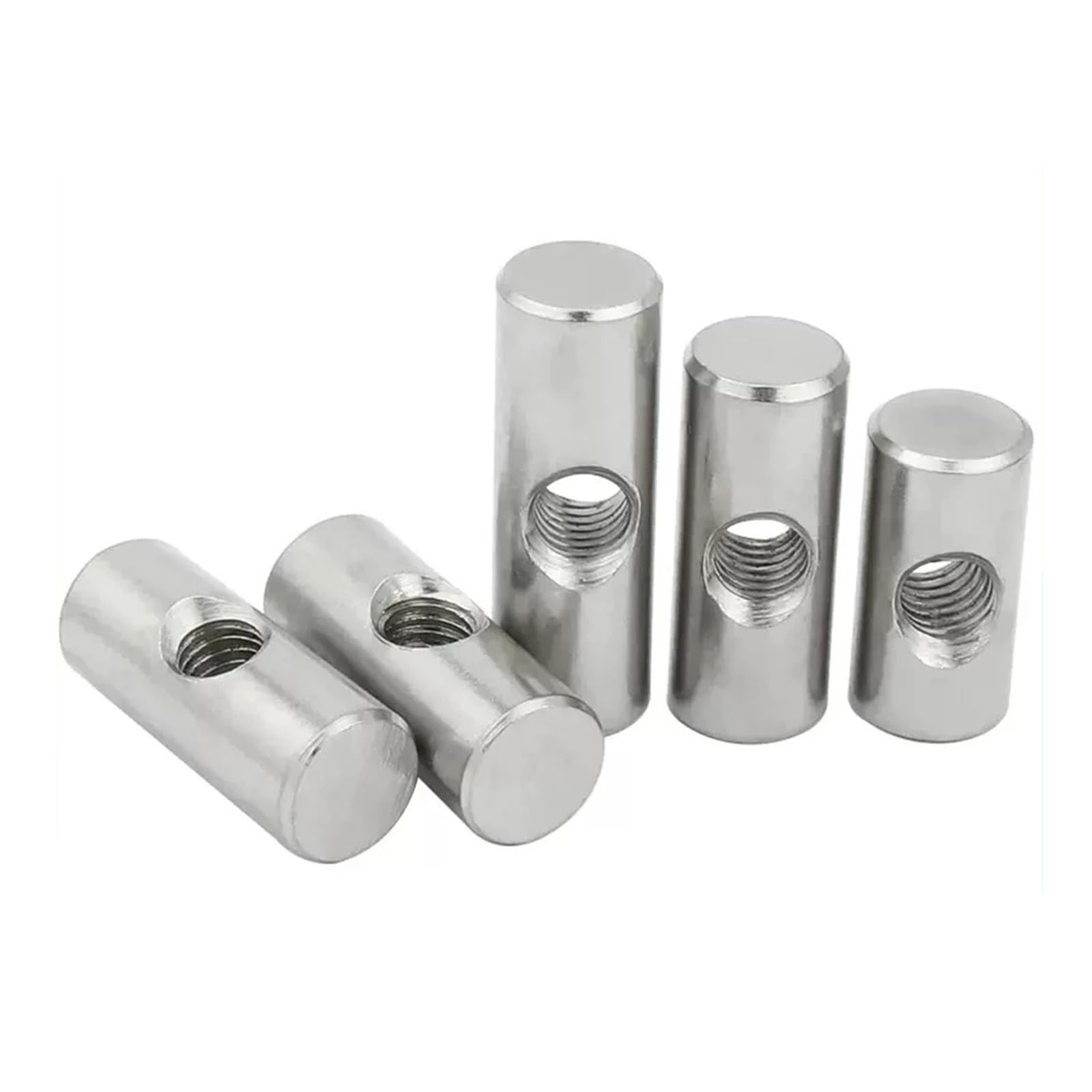 PULaif Furniture Barrel Nuts, Silver Thumb Screws Barrel Bolts Cross Dowel Slotted Fittings Assorted(OD10 M6x20(5PCS))