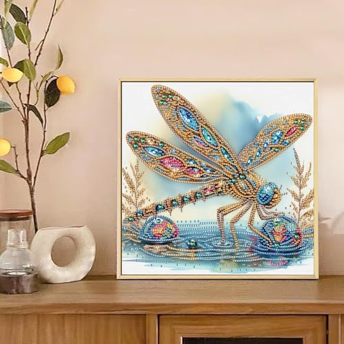 Image of Tontut Diamond Art Painting Kit, Water Dragonfly Adult 5D DIY Diamond Art Kit for Gift Wall Decoration, Suitable for Office, or Home Wall Decoration