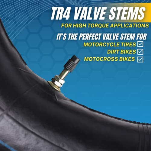 Image of (2-Pack) 110 /100-18 (4.50 x 18) Heavy-Duty Motorcycle Inner Tubes - 3mm Thick Butyl Rubber Inner Tubes - TR4 Valve Stems - Designed for Off-Road and Motocross Tires