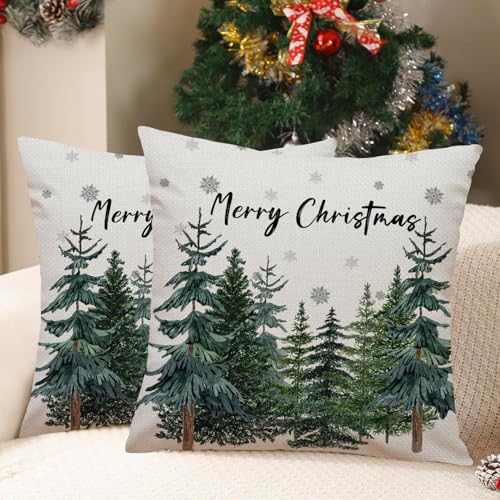 AwzyGous Kissenbezüge Weihnachten Grün Kiefer Zeder Sofakissen 40x40...