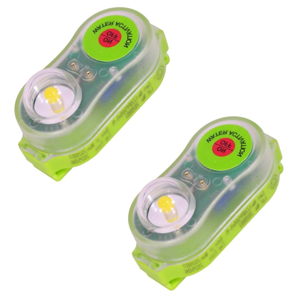 Paquete de 2 Luces para Chaleco Salvavidas, Luz Estroboscópica con Localizador Automático, Bengalas para Embarcaciones Marinas, Equipo de Supervivencia de Seguridad LED B