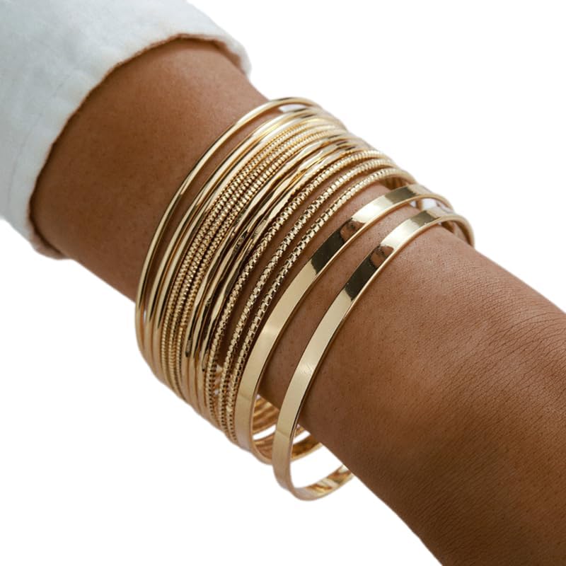 Bangle Bracelets for Women Gold Bracelet Stack Stackable Indian Boho Chunky Silver Bangles Jewelry Sets for Women - Image 2