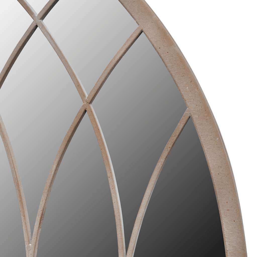 Miroir de jardin rustique arqué 50 x 115 cm en fer, miroir mural avec aspect rouille pour terrasse, balcon et salon, argenté