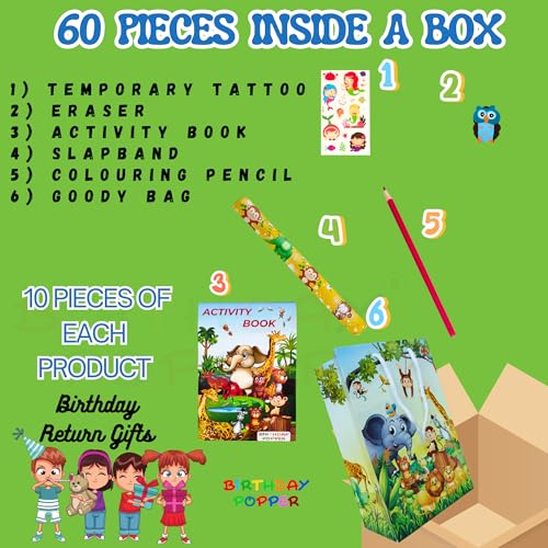 Image of Birthday Popper Set of 10 Nature Combo Packs as Birthday Return Gifts Creative Kit for Kids of All Age Group