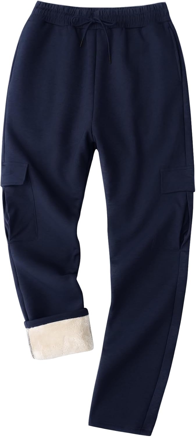 Gihuo Men's Winter Sherpa Lined Fleece Sweatpants - Black, Size 34 (Regular, 28-32 Inseam)