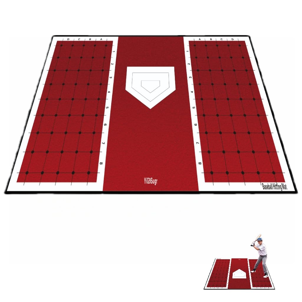 Baseball and Softball Hitting Mat for Batting Stance Practice, Home Plate Mat with Batting Stance Alignment Guide, Indoor/Outdoor Baseball and Softball Equipment, Antislip - (6 * 4 ft)
