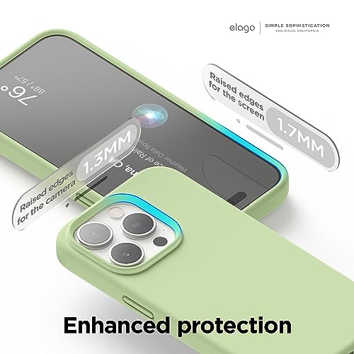 Image of elago Compatible with iPhone 15 Pro Case, Liquid Silicone Case, Full Body Protective Cover, Shockproof, Slim Phone Case, Anti-Scratch Soft Microfiber Lining, 6.1 inch (Pastel Green)