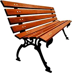 Banco de Jardim Tamanduá em Ferro 8 Réguas Madeira Verniz