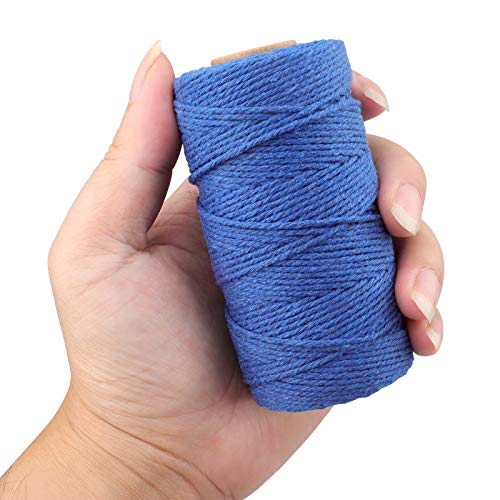 Image of jijAcraft Blue Cotton String, 328Ft Butcher String, 2MM Craft Twine, Soft Cooking Twine, Cooking Natural Cord for Graduation Gift Wrap, DIY Crafts, Home Decor