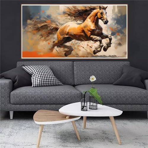 Diamond Painting Course à pied Cheval 5D - Broderie Diamant Grand Format 110x55cm