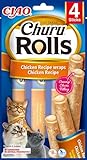 INABA Churu Rolls Keine Nebenerzeugnisse mit 59% Hühnerfleisch und 16% Thunfisch Katzen Leckerlies, Getreidefrei, Zuckerfrei, Perfekt zum Verstecken von Tablette 40 g (1er Pack) Katzensnacks aus Japan