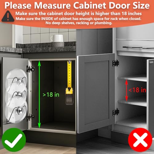 UpChoNice 2 Pack Pot Lid Organizer Rack, 6-Tier Pot Lids Holder for Smooth Cabinet Door/Wall, No Drilling Adhesive Mounted Rustproof Pot and Pan Holder Cover for Kitchen Storage (Classic Black) - Image 4