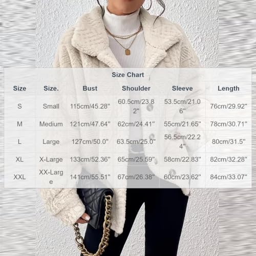 Fleece Jacket for Women Winter Lapel Button Casual Coat with Pockets - image 4
