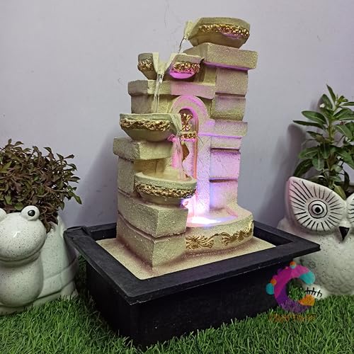 Image of Decorative Water Fountain for Home Decor, Office, Indoor & Outdoor, Garden, Puja Room, Vaastu, Reception, Spa, Gifting. (4 Step Designer Diya)