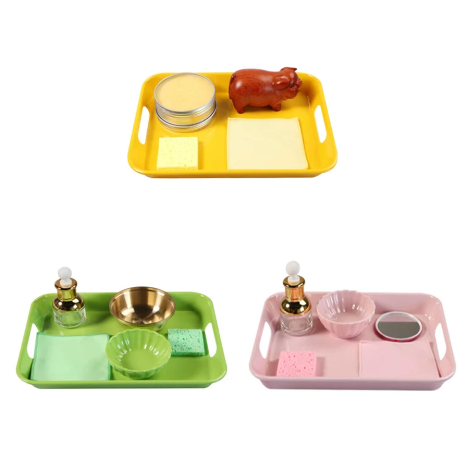ttnmrc Montessori Polishing Practical Life Set, Wood & Metal & Mirror Polishing Kit with Tray, Household Care Educational Toy