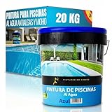 Snappy blue Pintura para Piscinas Al Agua Antialgas AZUL, 20 Litros Alta Resistencia Rayos UV Cemento, Hormigón Secado Rápido Aplicación Sencilla