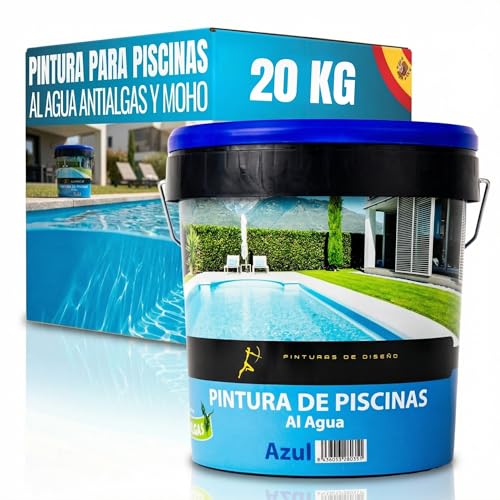 Snappy blue Pintura para Piscinas Al Agua Antialgas AZUL, 20 Litros Alta Resistencia Rayos UV Cemento, Hormigón Secado Rápido Aplicación Sencilla