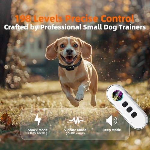 Shock Collar for Small Dogs, Ultra-Light & Slim Dog Training Collar with Remote, Tailored for Small Dogs 5-30lbs & Medium Dogs, 198-Level Precise Control, Waterproof, Rechargeable (Not Auto Collar) - Image 5