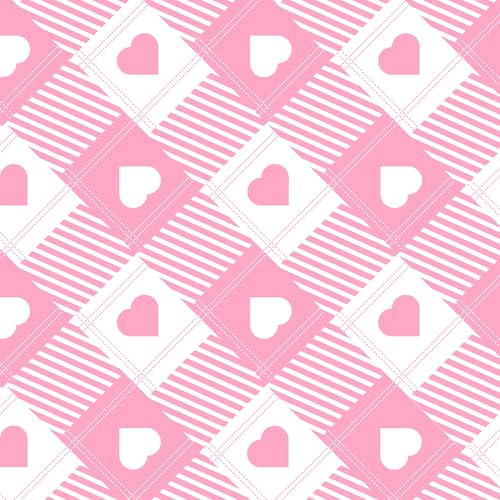 Tanluxo Yiniri Pink and White Peel and Stick Wallpaper 17.3"x78.7" Heart Plaid Wallpaper Romantic Preppy Style Cute Checkered Contact Paper for Cabinets, Nursery, Bedroom